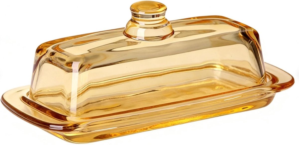 Boterhouder Glas - Boterbakje Deksel - Verse Boter - Luchtdicht Deksel - 20x9x8cm - Amber