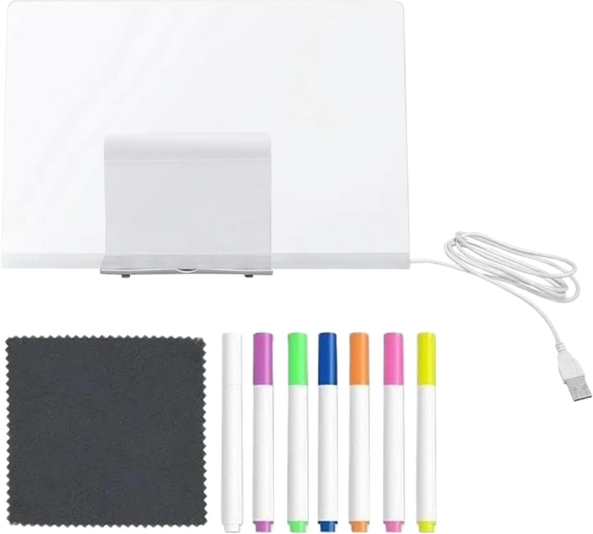 Lichtgevend Tekentablet - Oplichtend Bord - Creatief Tekenen - Inclusief 7 stiften - 30x20 cm