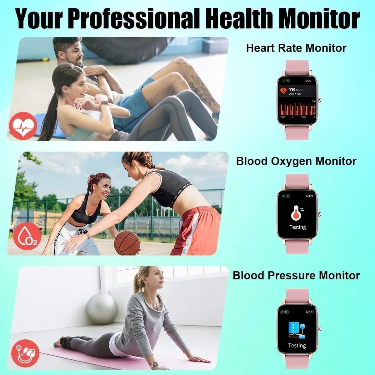 Slim Horloge - Fitness Tracker - Gezondheid Monitoren - Waterdicht IP67 - 17 Inch Scherm - Grijs