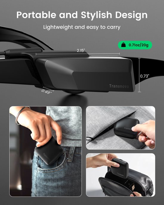 Transnovo Snap-On Powerbank 1600mAh oplader geschikt voor Ray Ban Meta Smart Glasses Gen 1 & 2 - ray ban zonnebrillen accessoires — afbeelding 4