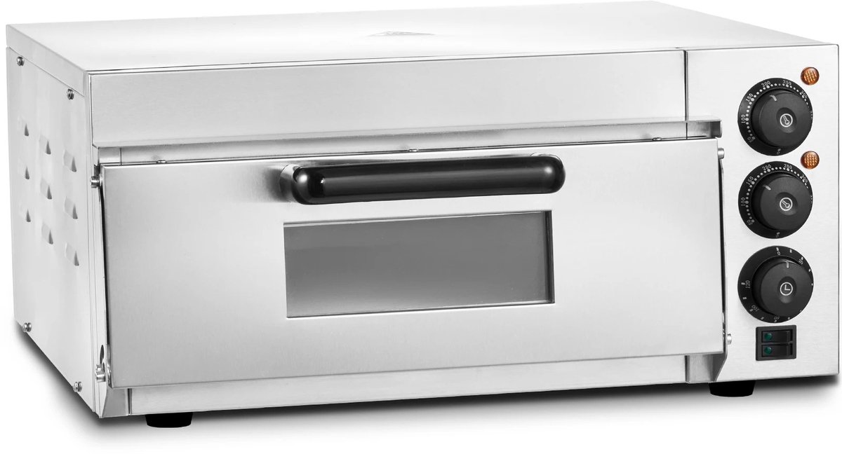 De Warenloods - Pizzaoven - Pizza oven - Roestvrijstalen elektrische Pizzaoven - Pizza oven met Steen en Handvat - Pizzaoven 16 inch