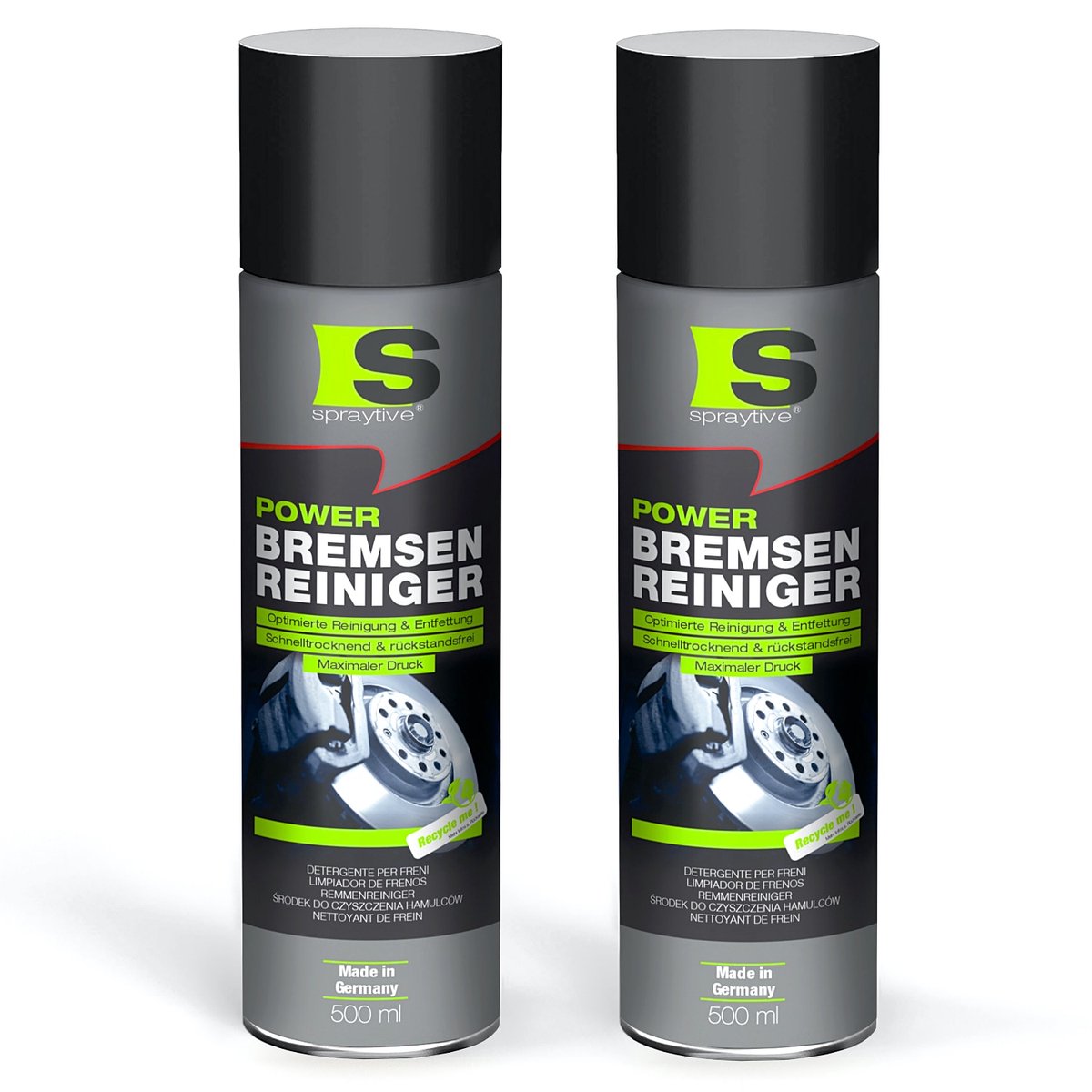 Spraytive 2x 500ml remreiniger ontvetter spray verwijdert olie vet en vuil sneldrogend residuvrij voor remmen en motor