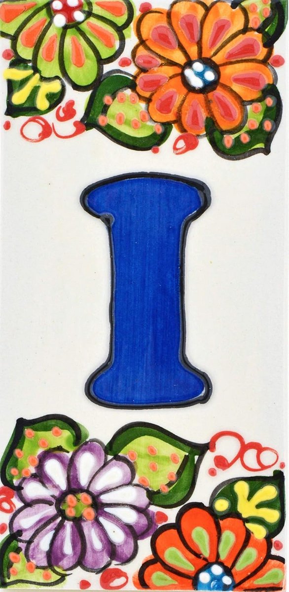 Keramische Tegel - Naambordje Huisnummer - Decoratief Bord - Handgeschilderd Cuerda Seca -