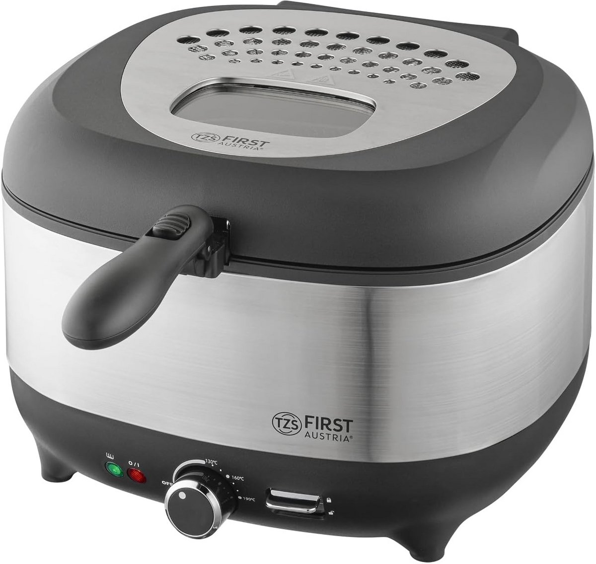 Friteuse met Olie - Compacte Frituurpan - Snelle Snacks Bereiden - Geïsoleerde Mandgreep - 3.5 Liter Capaciteit - Zilverkleurig