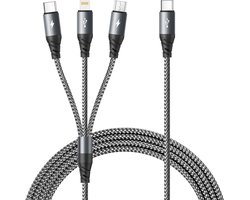 Oplaadkabel - Multi kabel - Alle apparaten - 3-in-1 aansluiting - 1.2 meter