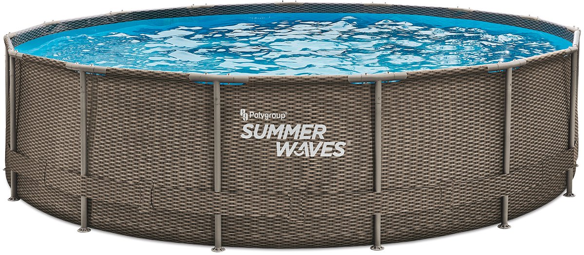 SUMMER WAVES ZWEMBAD ACTIVE FRAME 457 X 106 CM DARK DOUBLE RATTAN + FILTERPOMP
