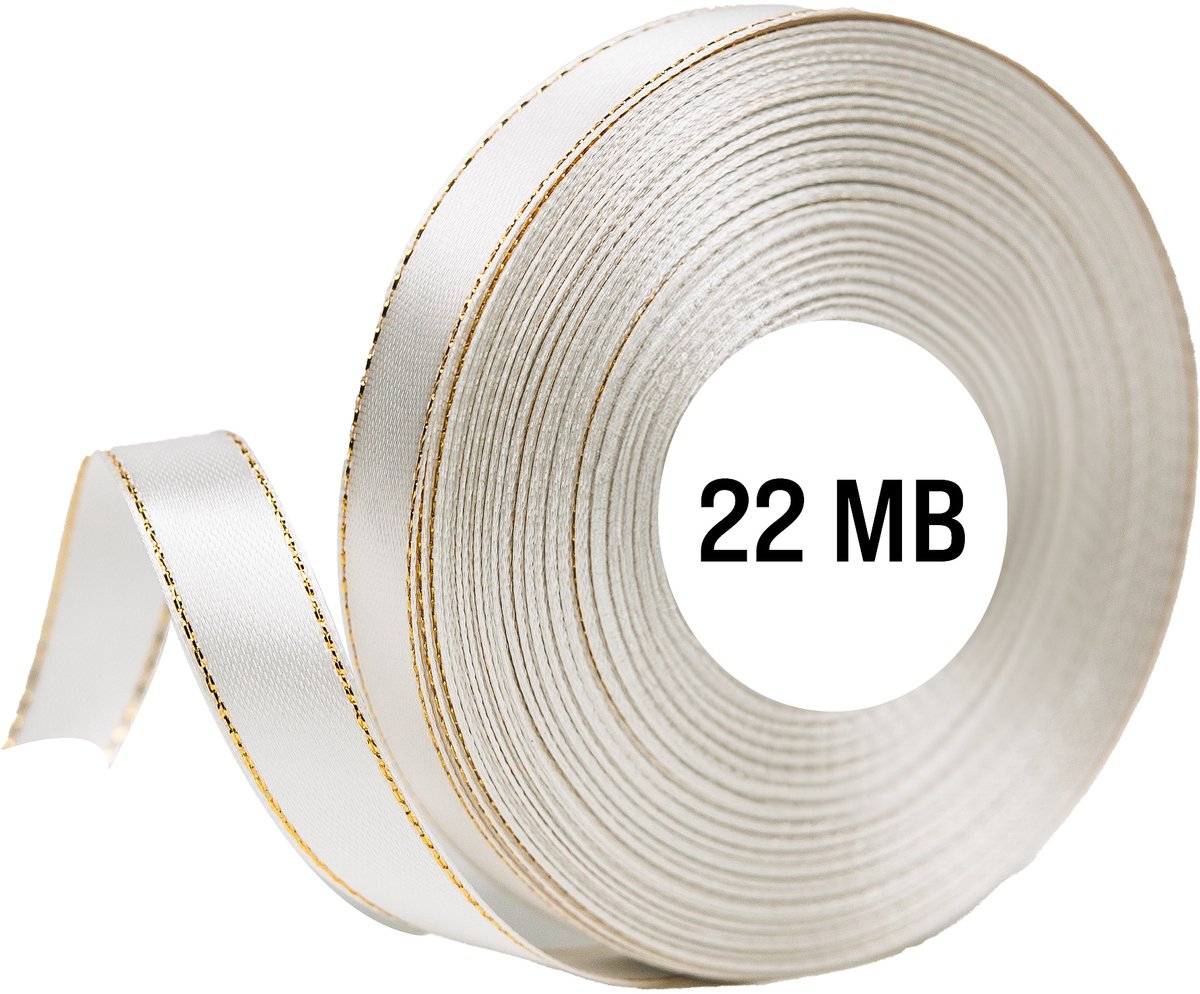 zOkienkiem - Satijnen Lint - Witte Gouden Draad - 12mm - 32m