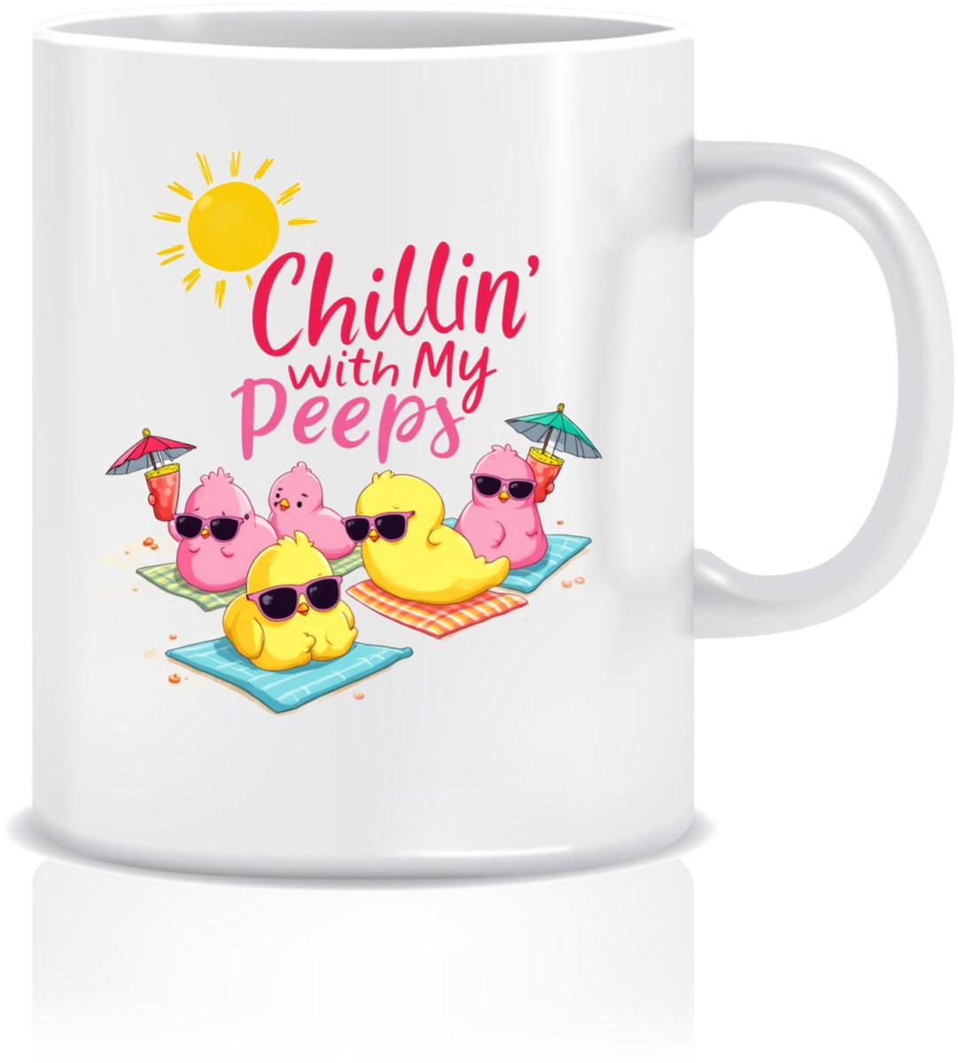 Chillin' with My Peeps Mok - Grappige Marshmallow Illustratie 330ml