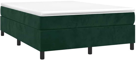 vidaXL Cadre à sommier tapissier Velours Vert foncé 140x190 cm - Cadre de lit à sommier tapissier - Cadres de lit à sommier tapissier - Lit - Meubles de chambre