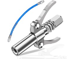carmdering - Vetspuit - Vetspuit koppeling - Vetnippel - 1/8" NPT - 12.000 PSI - 30,5 cm slang - Zes-kleppen vergrendeling
