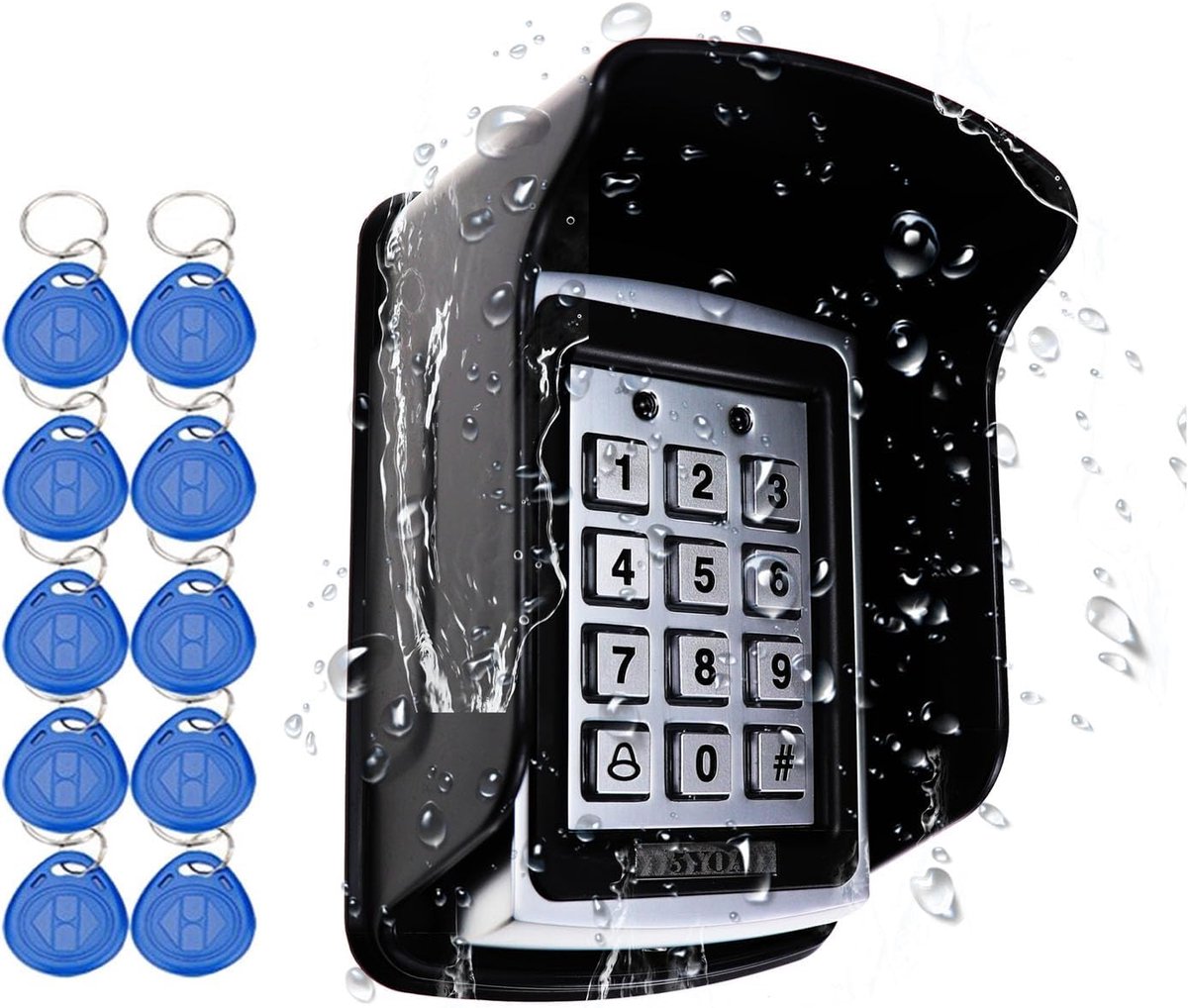 Toegangscontrole Toetsenbord - Deuropener RFID - Beveiliging Systeem - Inclusief 10 Sleutelhangers - 12 x 78 x 28 cm - Zilver