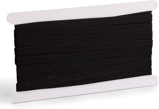 TENGEE Elastieken Band – 2 Meter – Zwart – 25 Mm Breed – Met 5 Kunstharsknoppen – Voor Broekbanden, Riemen, Kleding, Pruiken – Plat Naaiband