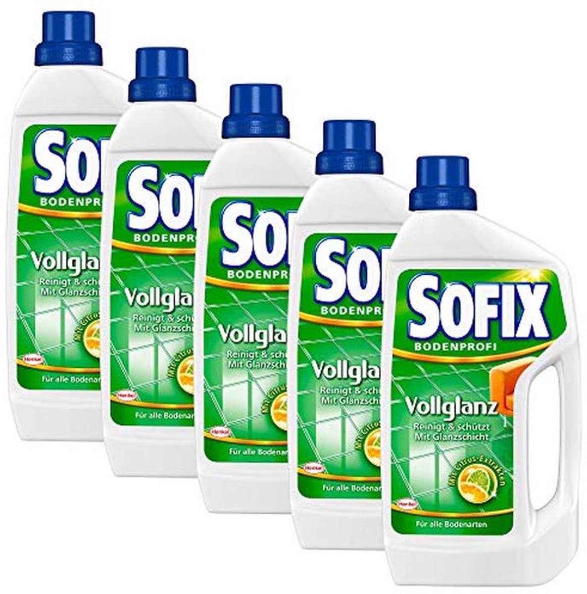 Vloerreiniger Volglans met Citrus-Extracten, 5 x 1 l - Geschikt voor Alle Vloertypes
