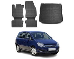 Automatten en Kofferbakmat voor Opel Zafira B (2005-2011) - Rubber, 3D-Pasvorm, Hoogwaardige Bescherming