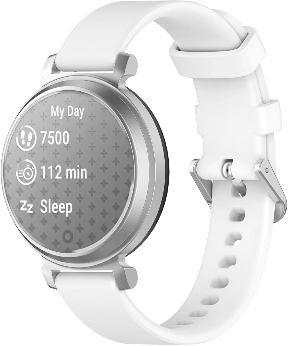 Strap-it Siliconen 'Classic' bandje geschikt voor Garmin Lily 2 / Pebble Round 2 - Wit