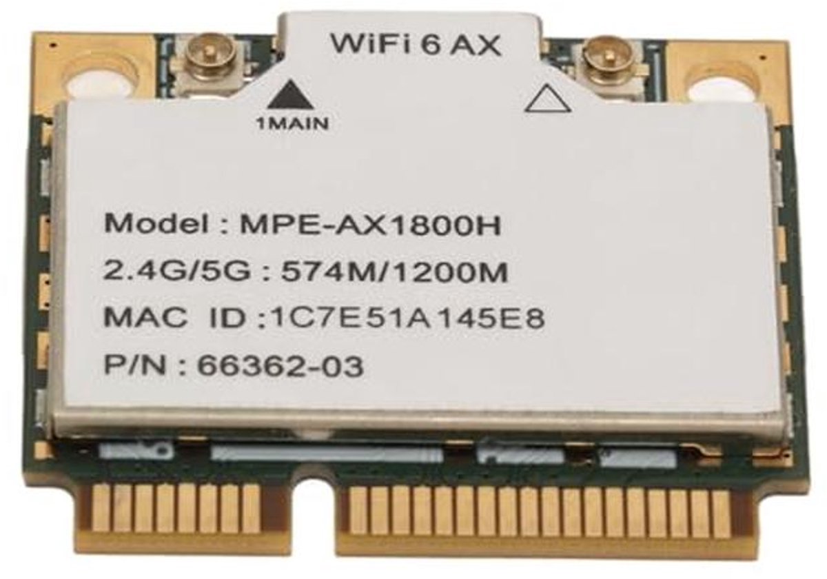 WiFi 6 Mini PCIe Adapter met Bluetooth 5.2 - Dual-band 2.4GHz/5GHz WiFi Kaart bereikbaar tot 1200Mbps