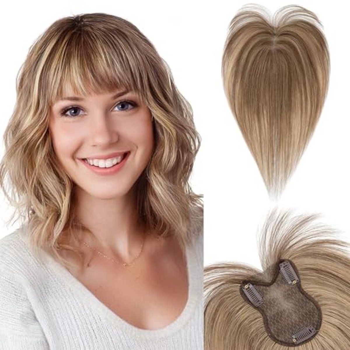 Echte Haar Topper voor Vrouwen - Handgebonden Basis, Luchtige en Ademend