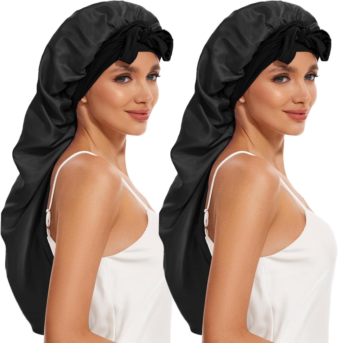 Zijden Lange Bonnet voor Vlechten en Krullend Haar - Extra Grote Bonnet voor Dames
