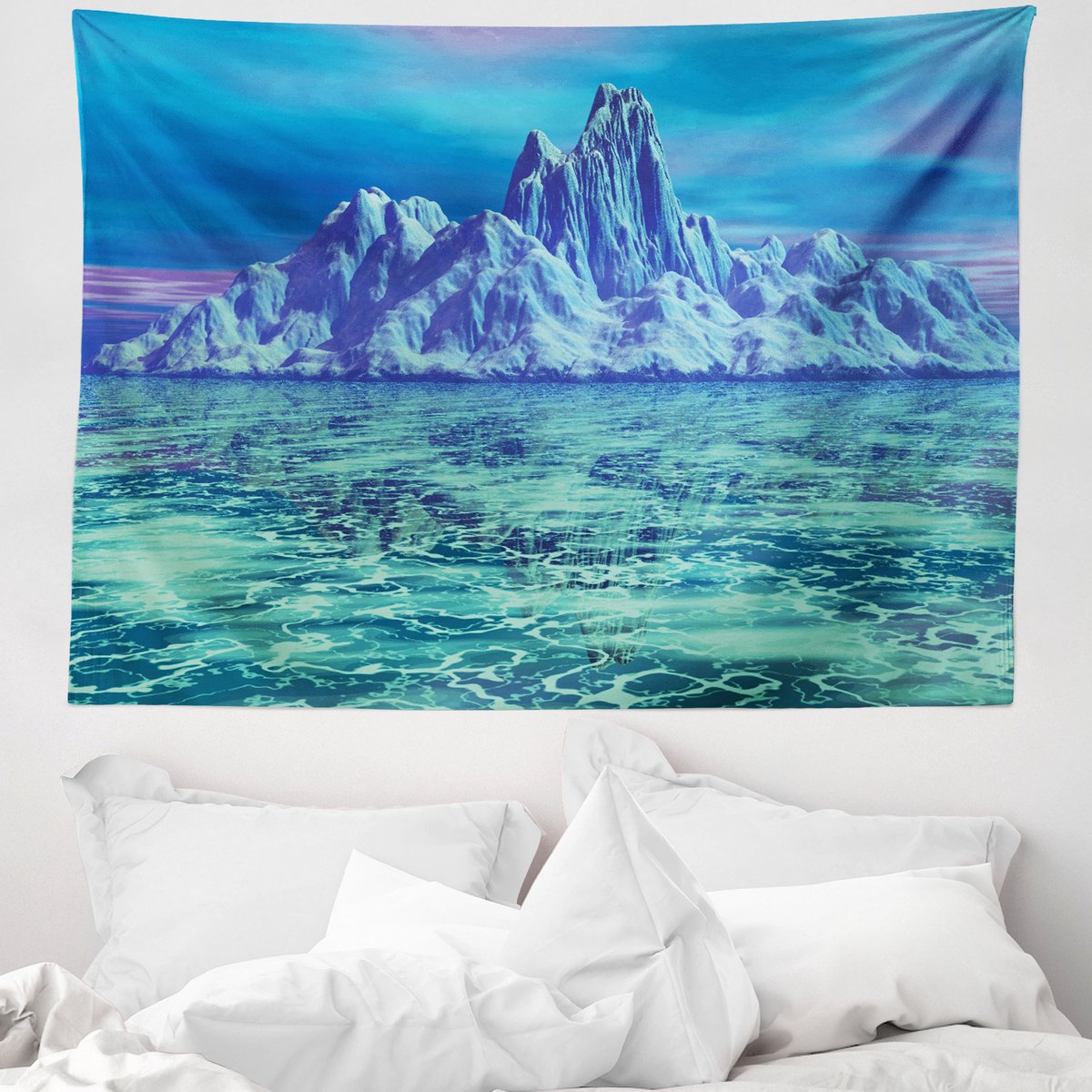 ABAKUHAUS IJsberg wandtapijt, Arctisch landschap, 150 x 110 cm, mintgroen meerkleurig