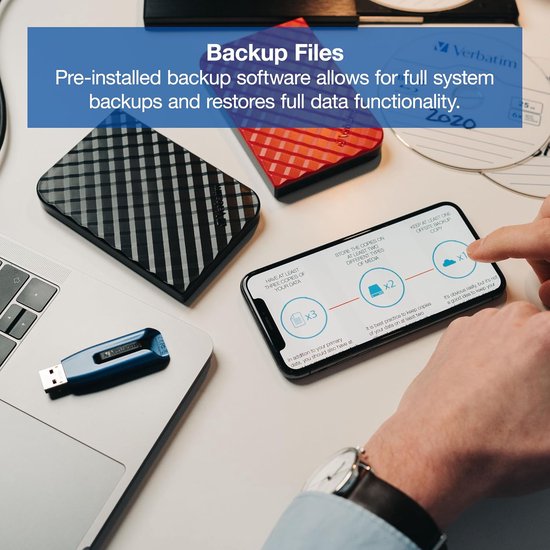 Draagbare externe harde schijf 2 TB - USB 3.0 gegevensopslag met snelle gegevensoverdracht — afbeelding 2