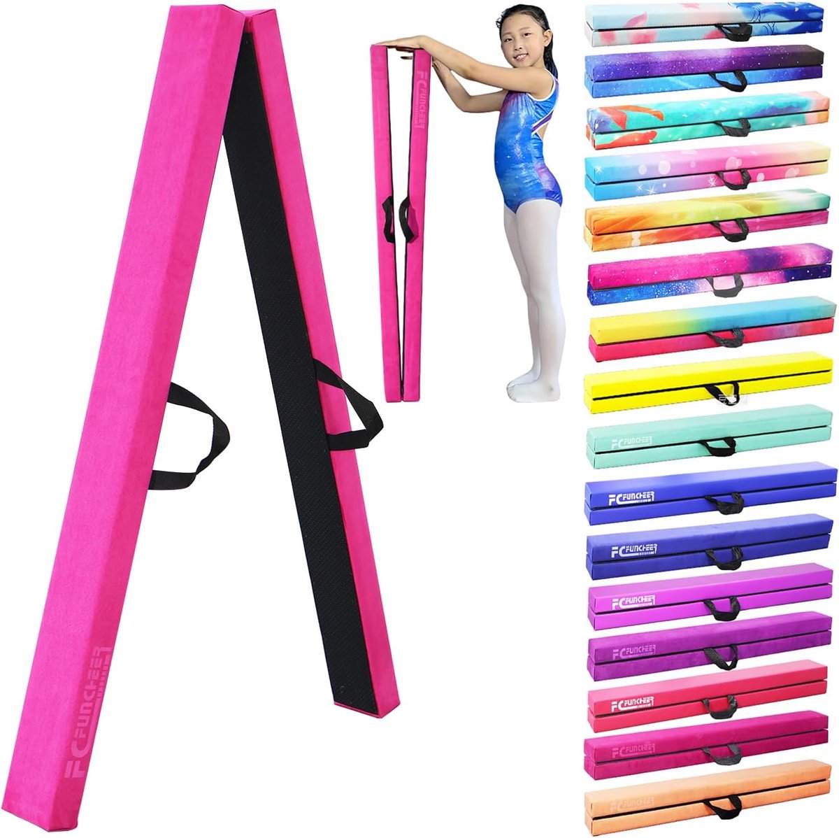 Opvouwbare Balansbalk 8FT voor Gymnastiek - Antislip en Draagtas