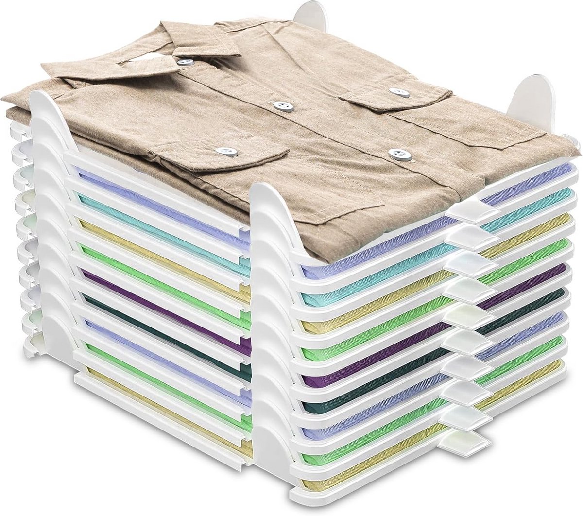 Set van 10 Stapelbare T-Shirt Organizers voor Kledingkast - Opbergdozen Kleding