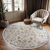 Tapis Cabanon Picasso Sarough Tapis Rond Vintage Crème/Beige Poils Ras - 300 CM ROND