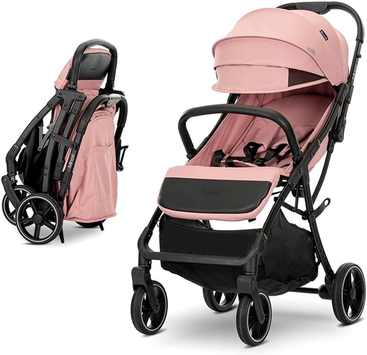 Vouwbare Buggy Minori met PU Wielen, Kopjeshouder, en Voetbedekking in Dennengroen