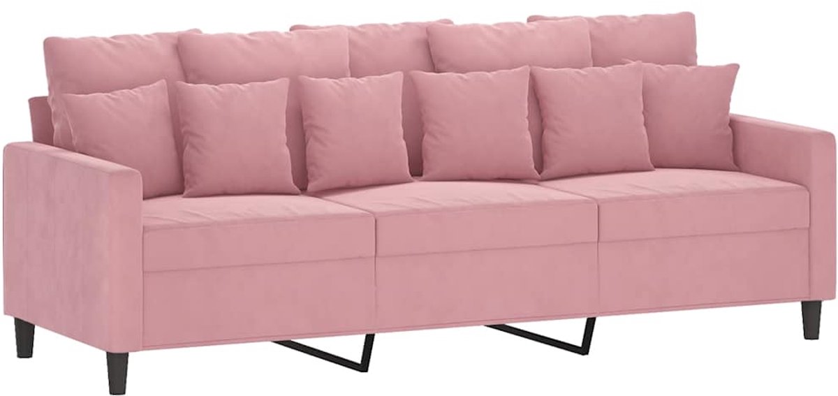 vidaXL Driezitsbank - 180 - cm - fluweel - roze