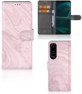 Sony Xperia 5III Bookcase Marble Pink - Origineel Cadeau Vriendin