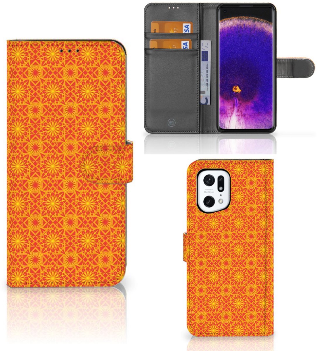 OPPO Find X5 Pro Telefoon Hoesje Batik Oranje