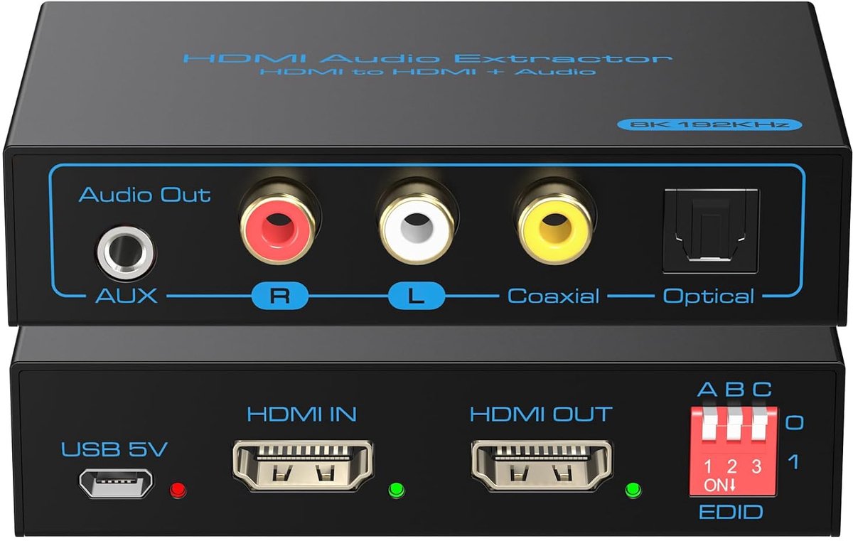 HDMI Audio Extractor 4K 120Hz Audio Adapter voor Optische en Coaxiale Audio
