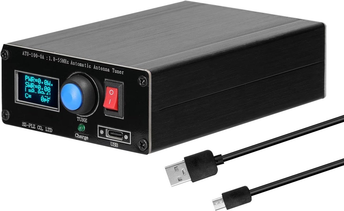 Mini Automatische Antenne Tuner 1.8-55MHz met OLED Display en 1800mAh Accu
