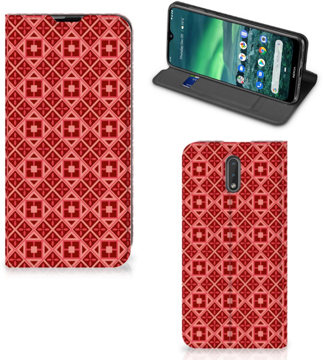 Nokia 2.3 Hoesje met Magneet Batik Rood