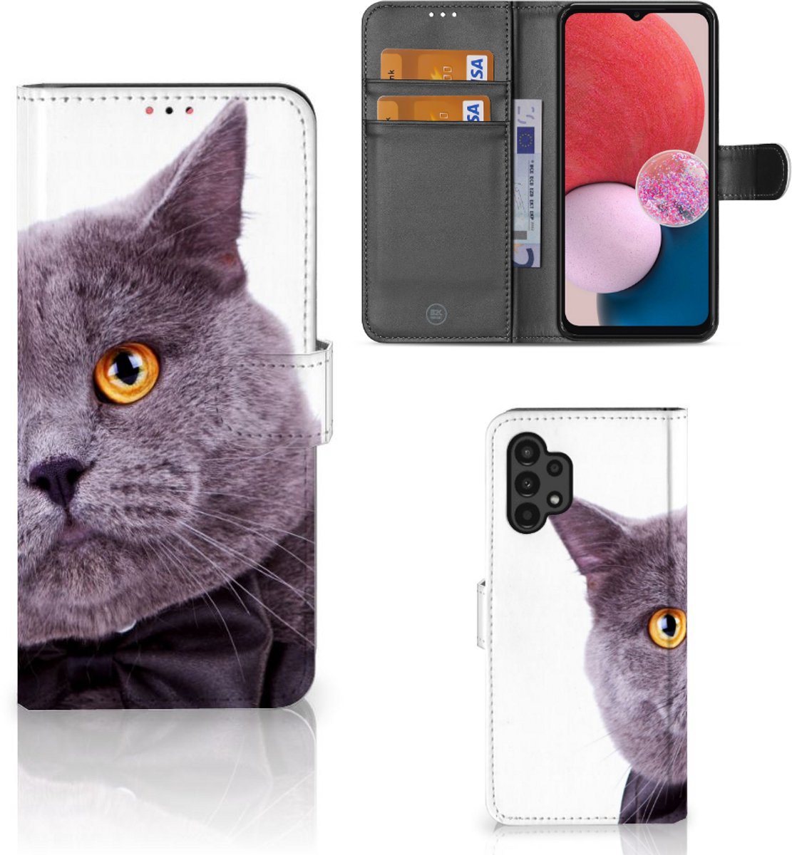 Samsung Galaxy A13 (4G) Telefoonhoesje met Pasjes Kat