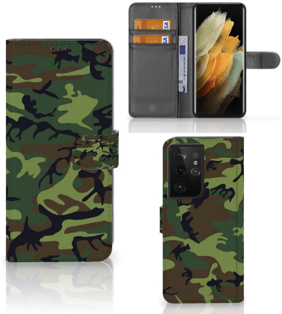 Samsung Galaxy S21 Ultra Telefoon Hoesje Army Dark