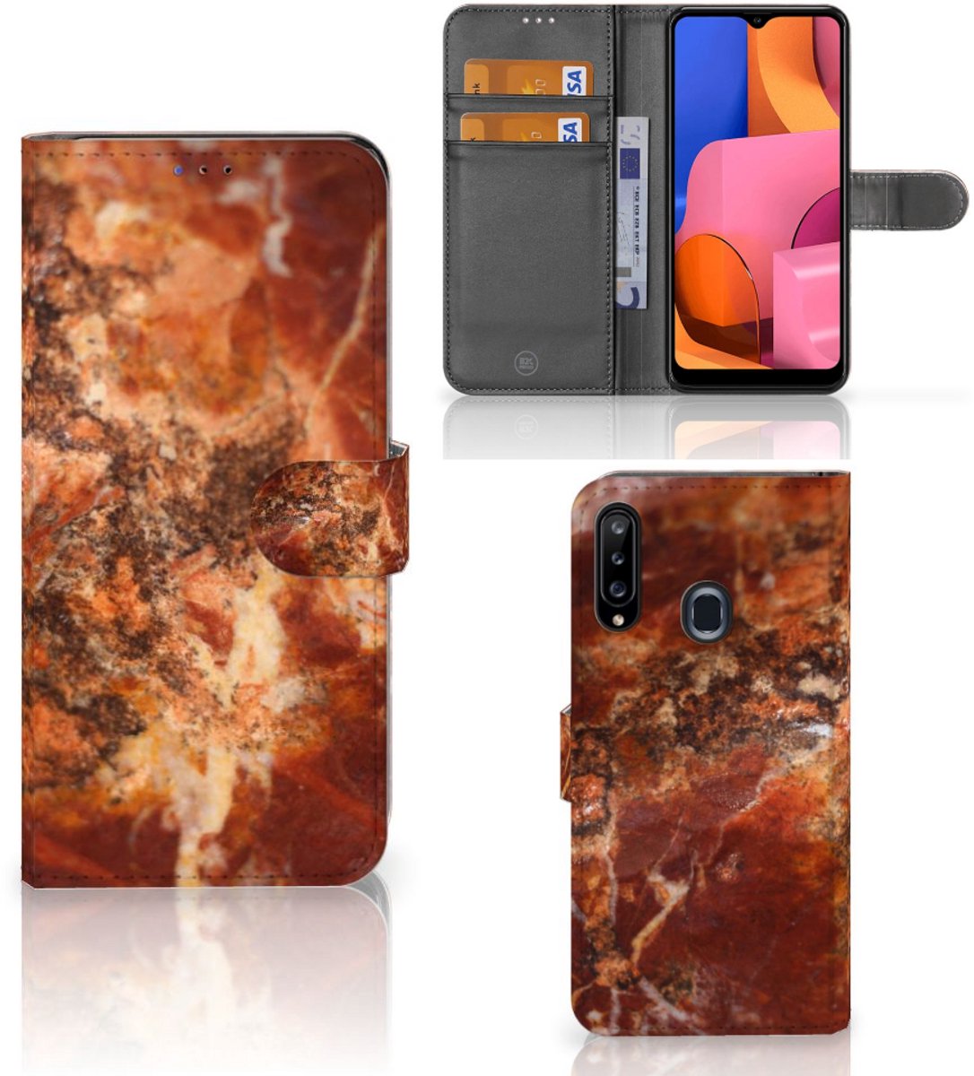 Samsung Galaxy A20s Bookcase Marmer Bruin