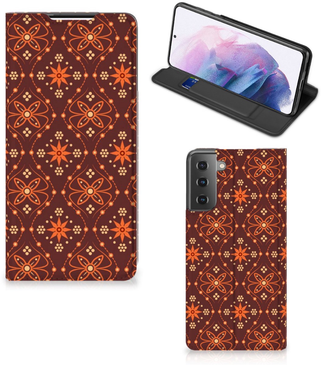 Samsung Galaxy S21 Plus Hoesje met Magneet Batik Brown