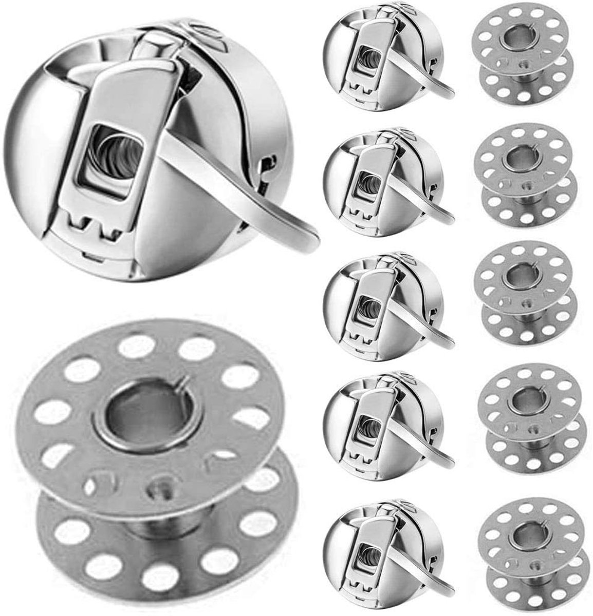 Set van 6 Binnenlandse Naaimachine Spoelkoffers en Metalen Klossen