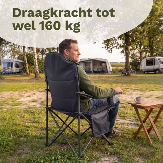 TRVLMORE Campingstoelen XXL - Opvouwbaar - 2-Pack - 160KG Draagvermogen - Incl. Draagtas - Klapstoel - Visstoel - Kampeerstoel - Vouwstoel - Grijs — afbeelding 3