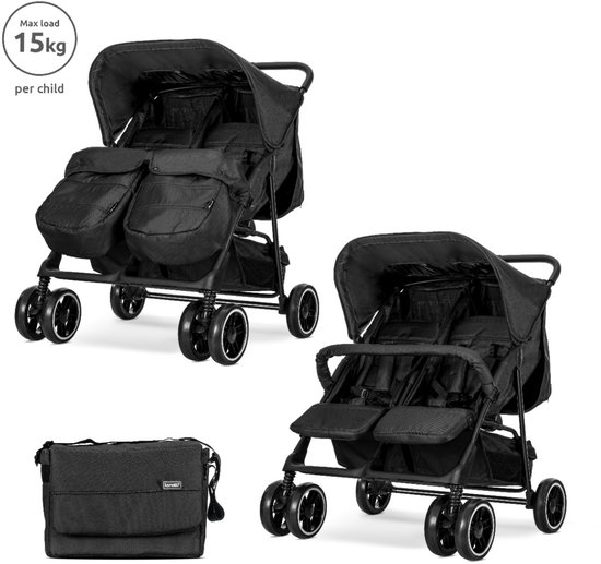 Lorelli Twin Black Duowagen incl. Luiertas — afbeelding 5