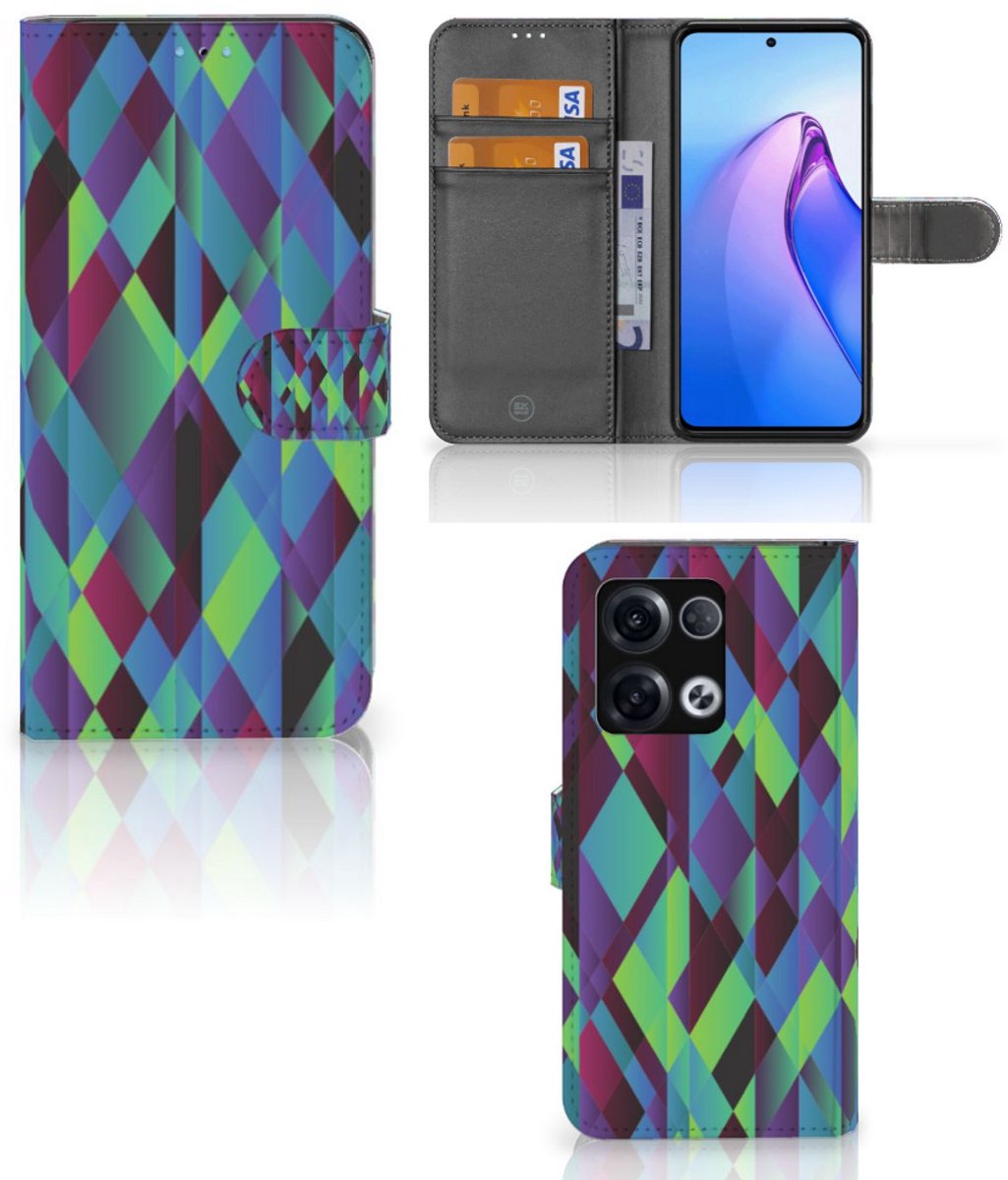 OPPO Reno8 Pro Book Case Abstract Green Blue