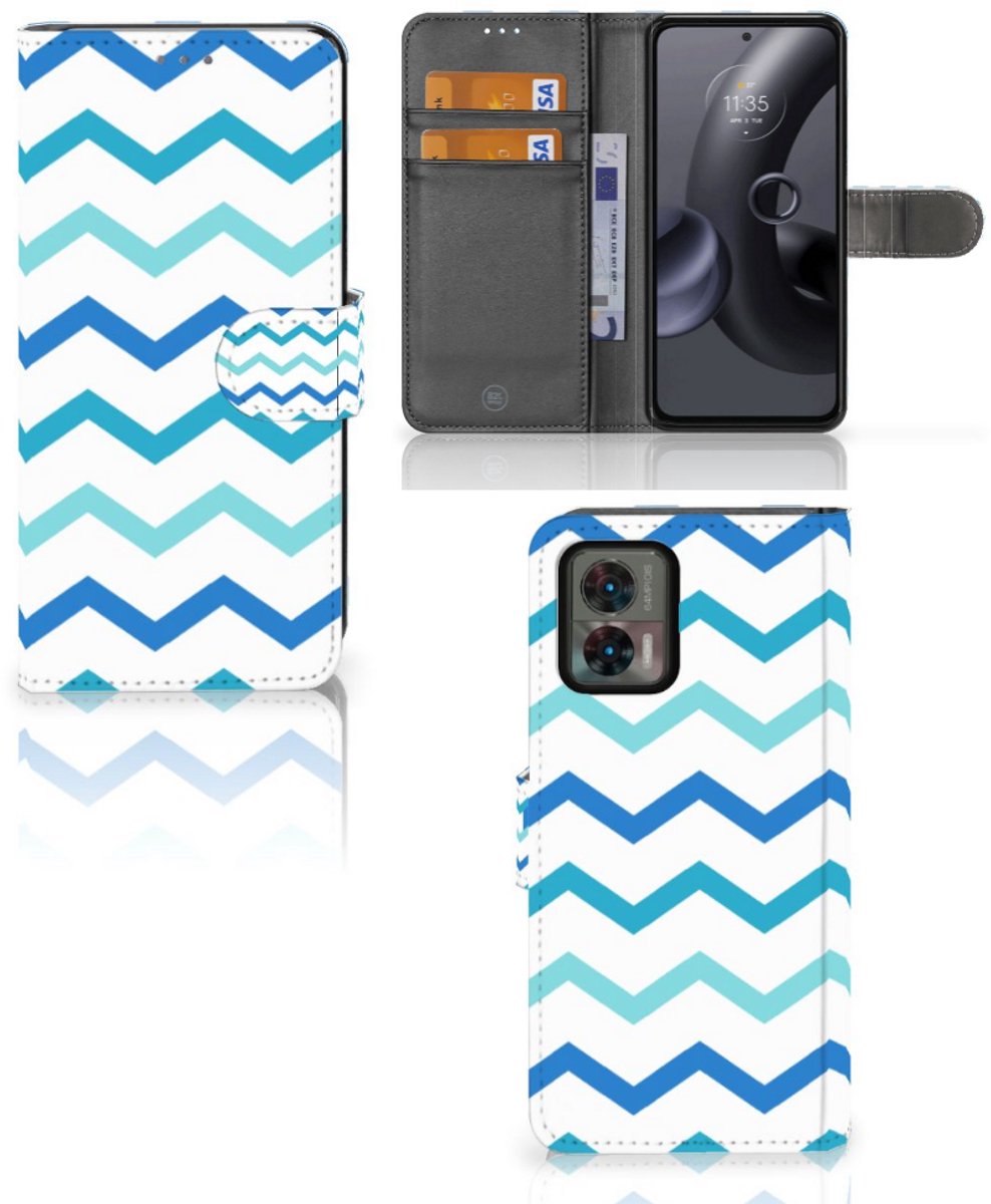 Motorola Edge 30 Neo Telefoon Hoesje Zigzag Blauw