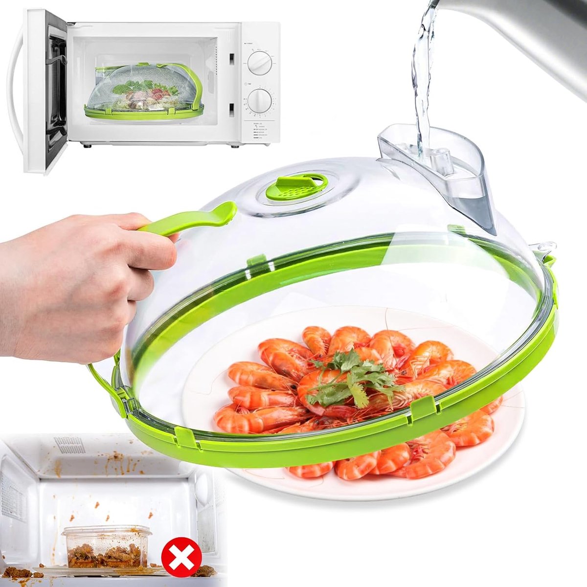 Magnetronafdekking met Handvat en Waterdamper - 26 cm - BPA-vrij