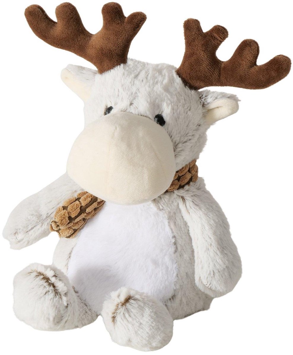 Boltze Home deurstopper hert pluche winterdecoratie 19x20x26cm.