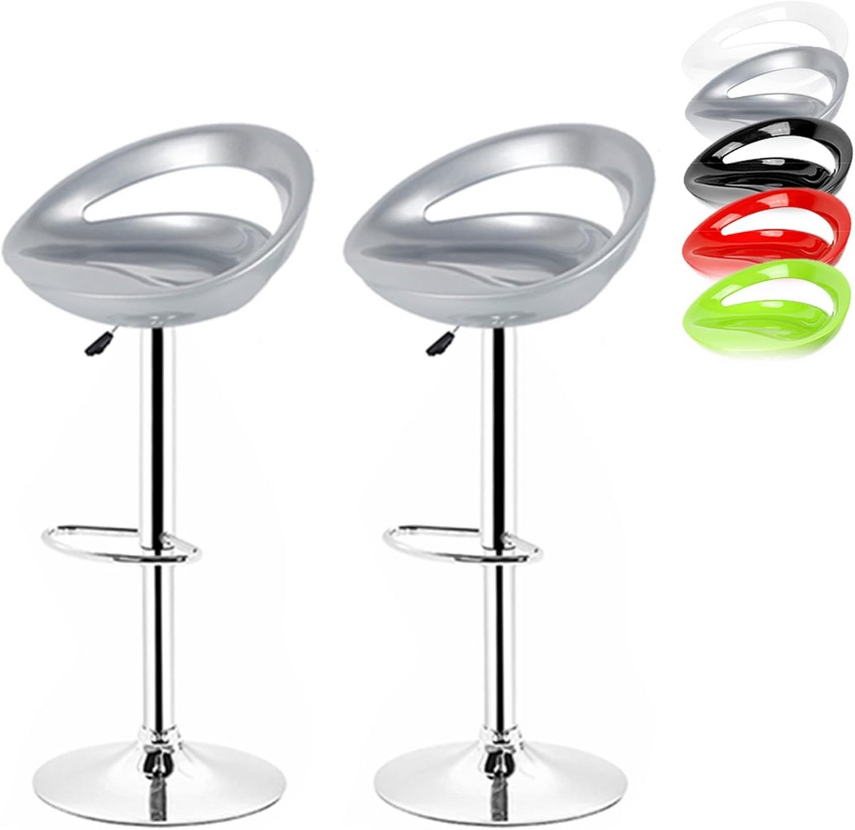Set van 2 verstelbare barstoelen met rugleuning en 360° draaifunctie