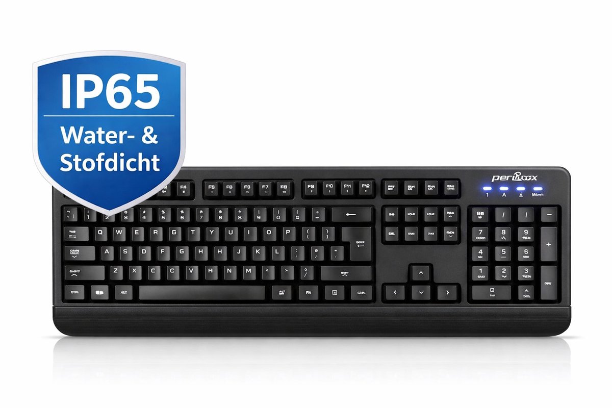 Afwasbaar Toetsenbord IP65 – Waterdicht & Stofdicht USB Toetsenbord – Industrieel / Medisch Keyboard – Full Size met Numpad – QWERTY – Zwart