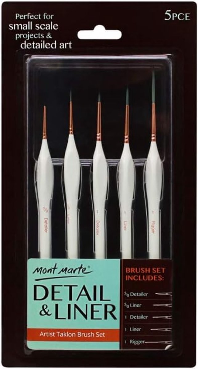 Detail en Liner Borstelset - Set van 5 voor Precisiewerk