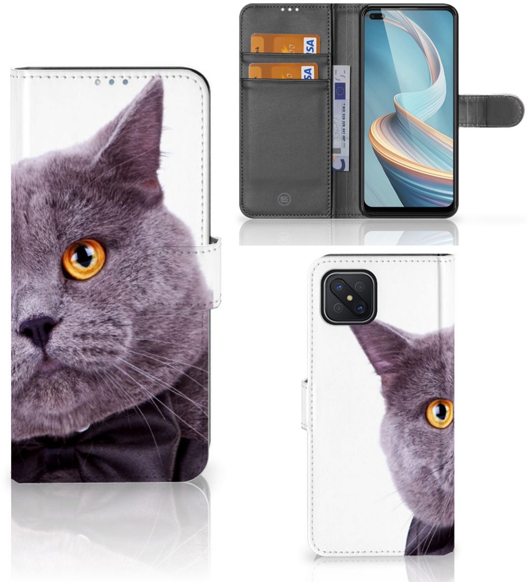 OPPO Reno4 Z Telefoonhoesje met Pasjes Kat