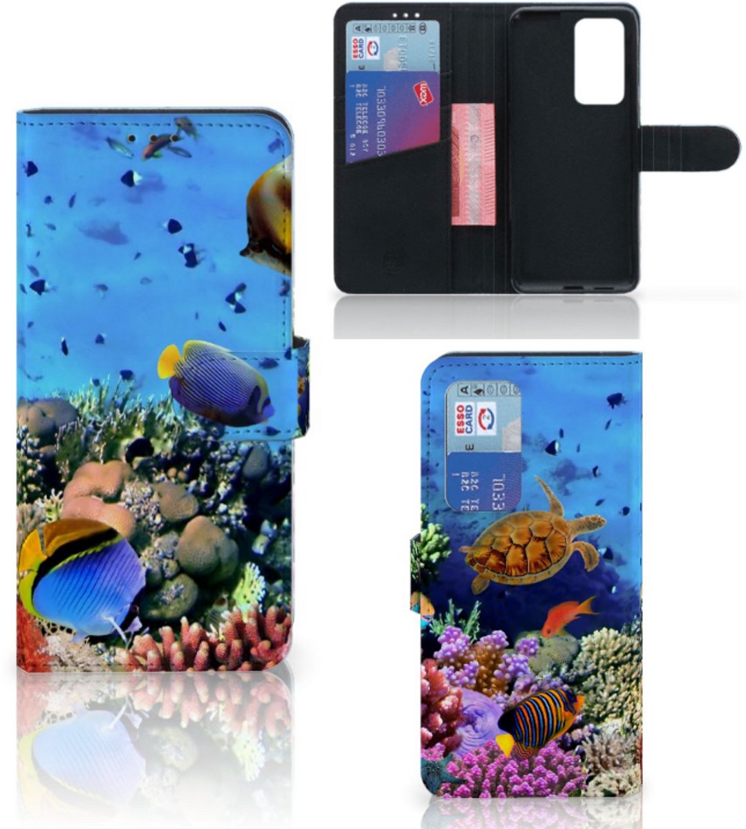 Huawei P40 Pro Telefoonhoesje met Pasjes Vissen